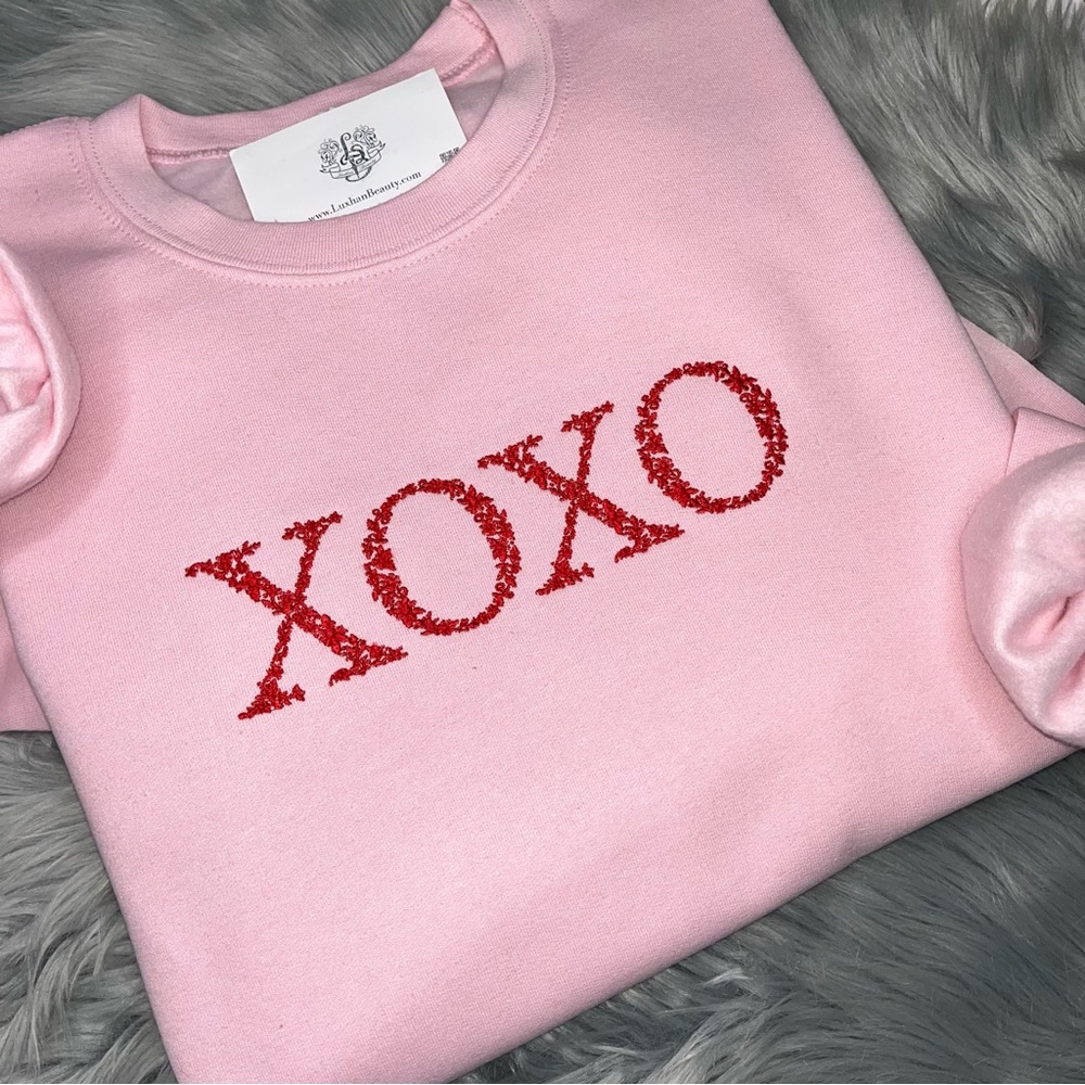 Valentine’s Day XOXO Embroidered Crew Sweatshirt